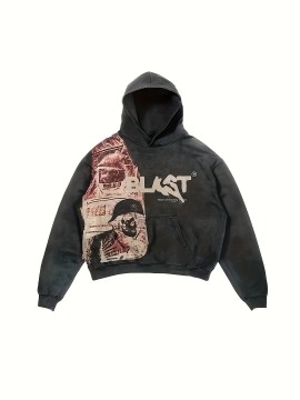 Graphic & Letter Print Hoodie, Casual Long Sleeve Kangaroo Pocket Hoodie Sweatshirt, Women's Clothing