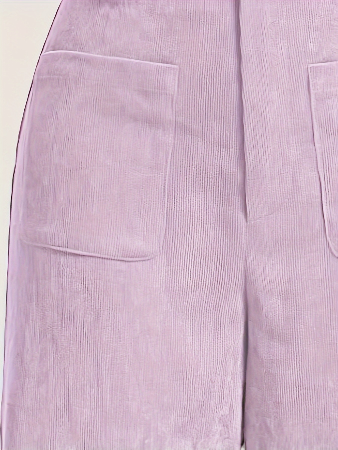 solid corduroy straight leg pants vintage patched pocket loose pants womens clothing details 4